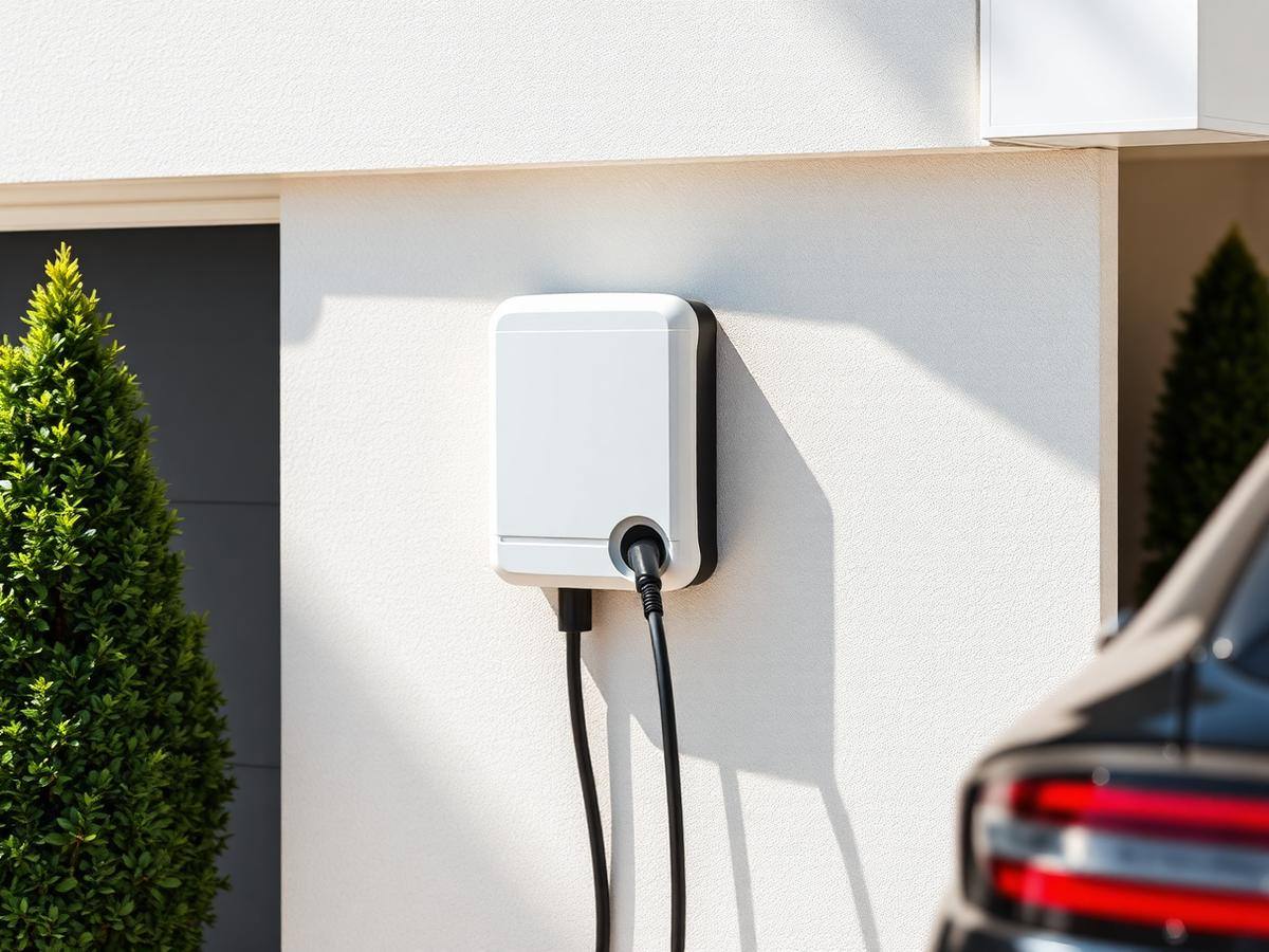 Borne de recharge murale installée en garage